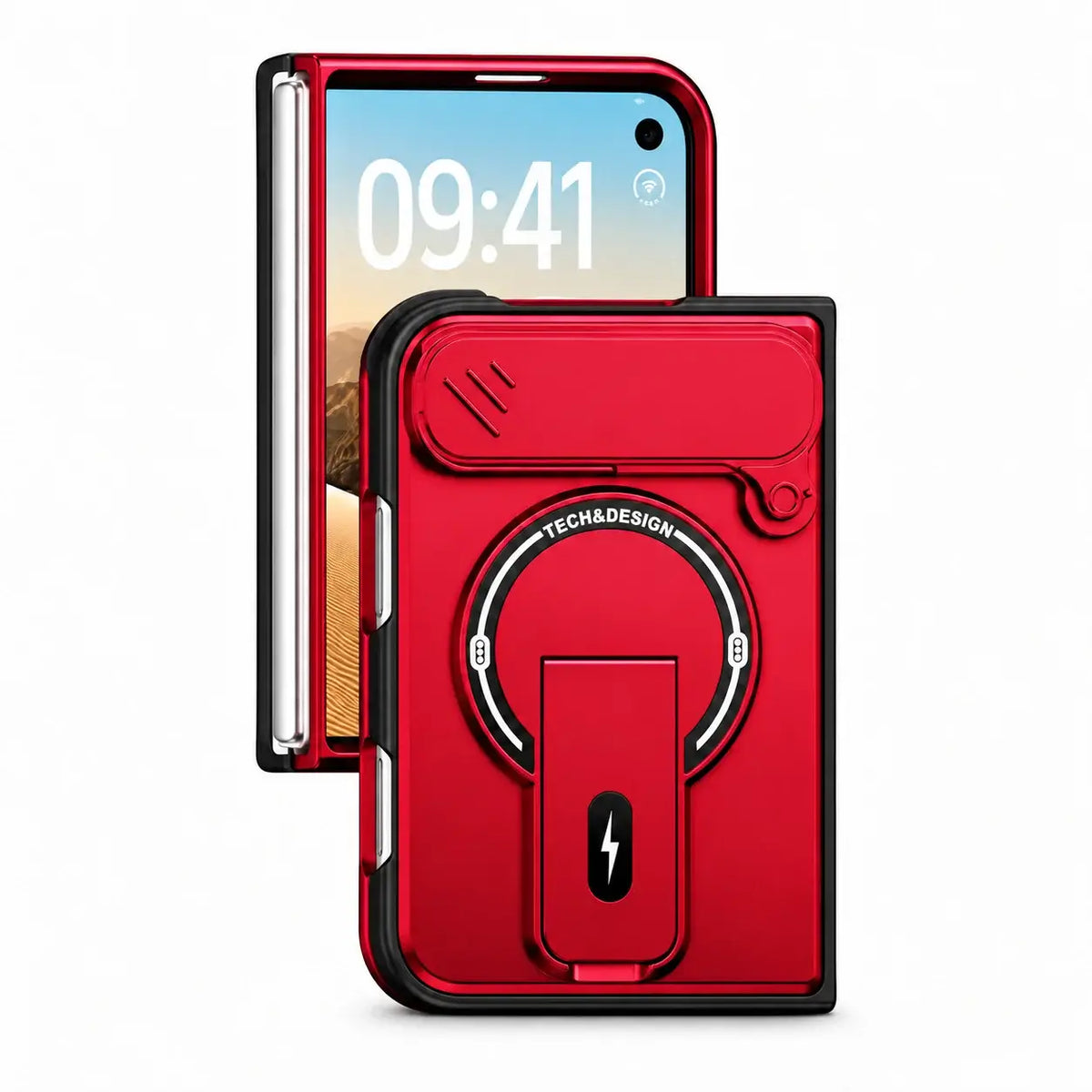 Magnetic Lens Cover Kickstand Case for iPhone Duo