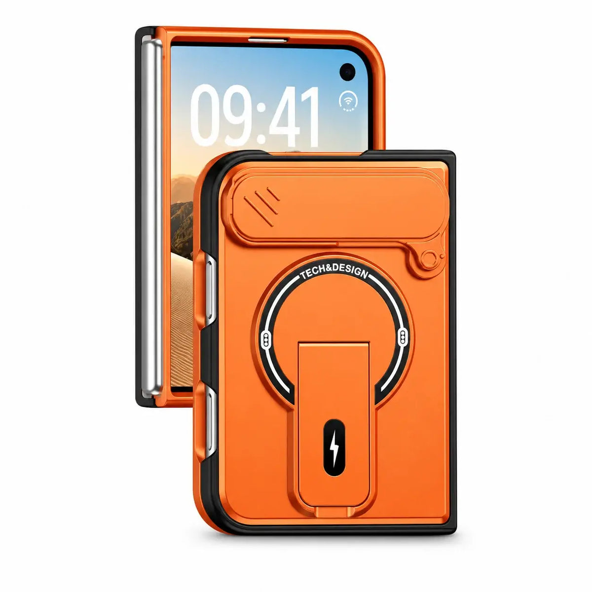 Magnetic Lens Cover Kickstand Case for iPhone Duo