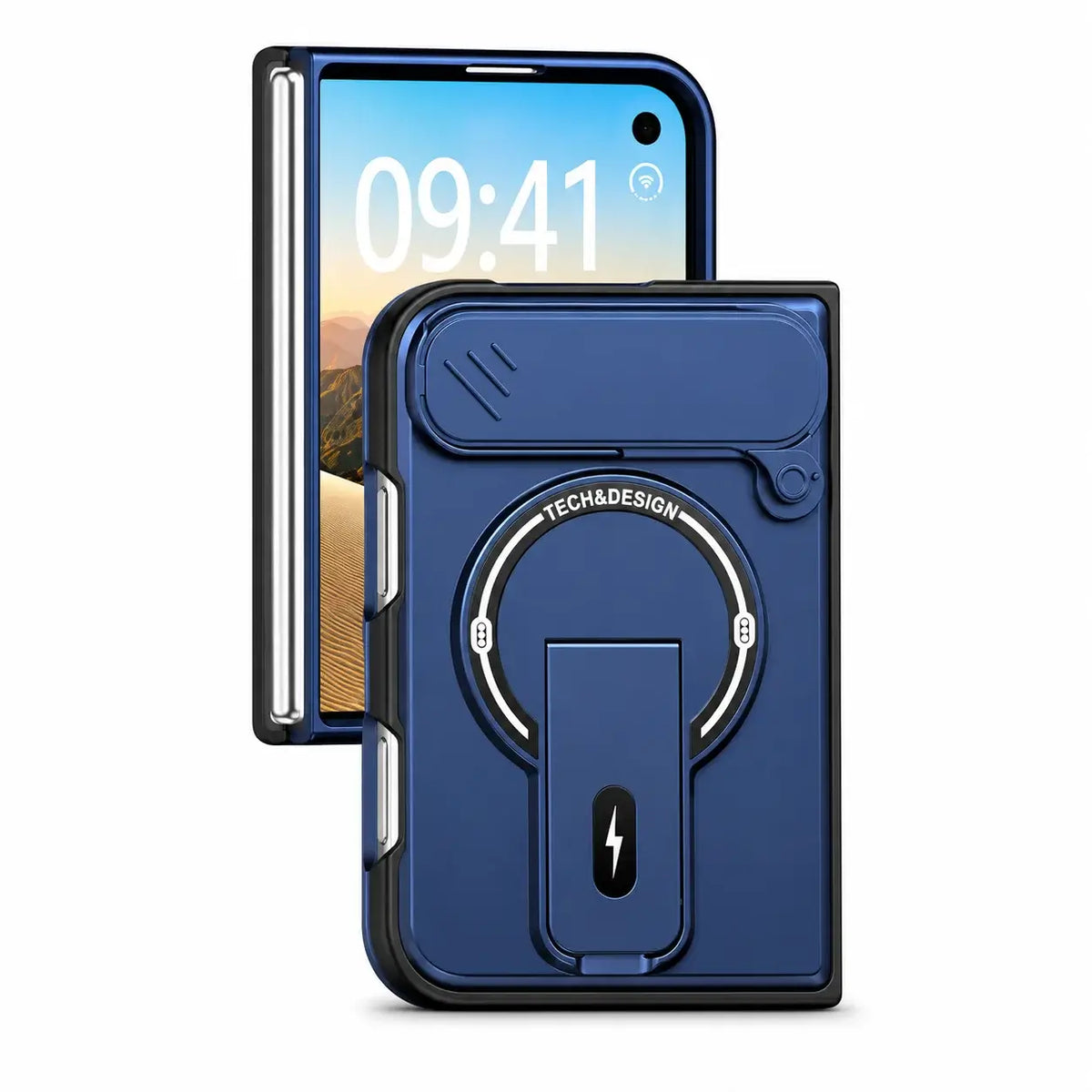 Magnetic Lens Cover Kickstand Case for iPhone Duo