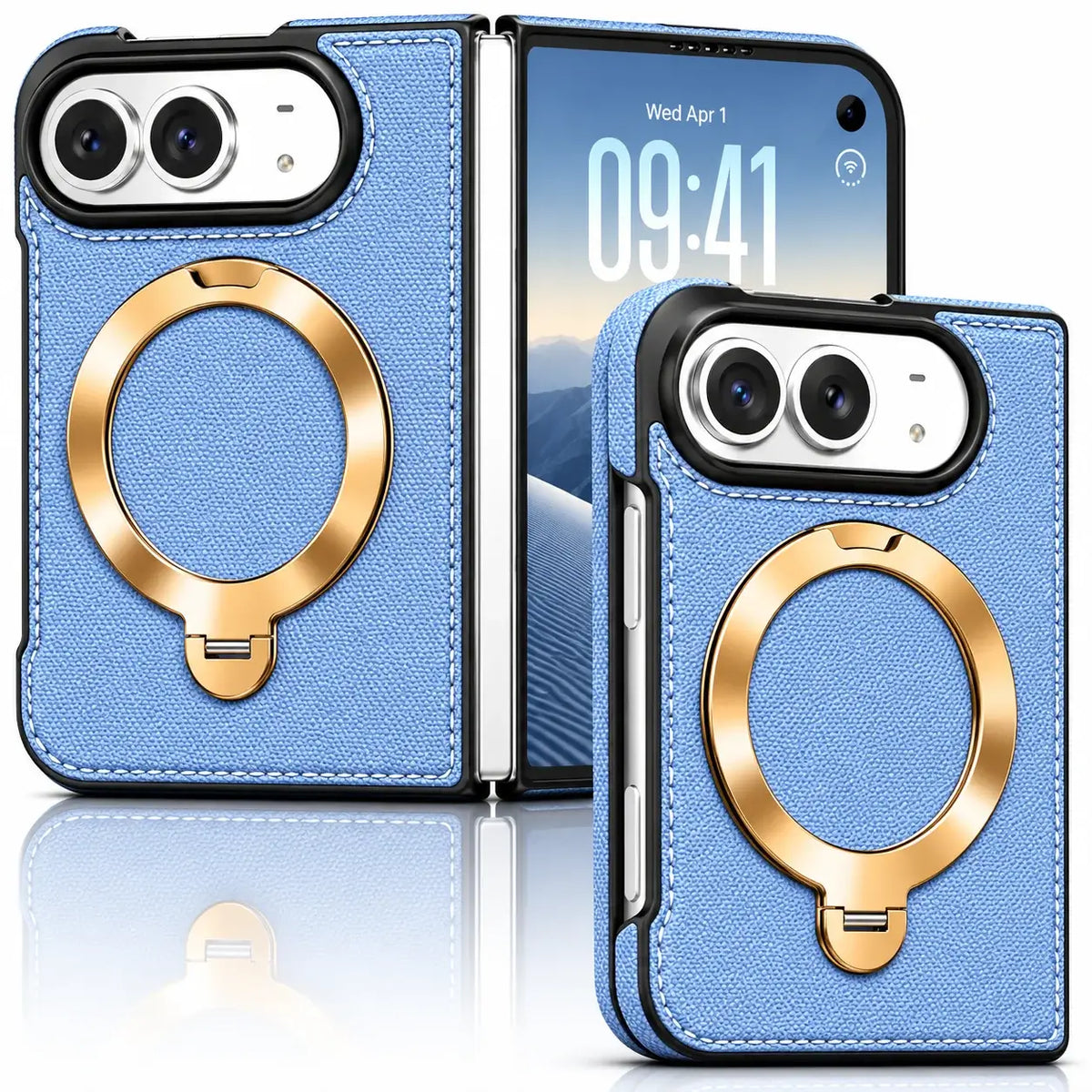 Luxury Leather Ring Stand Case for iPhone Duo