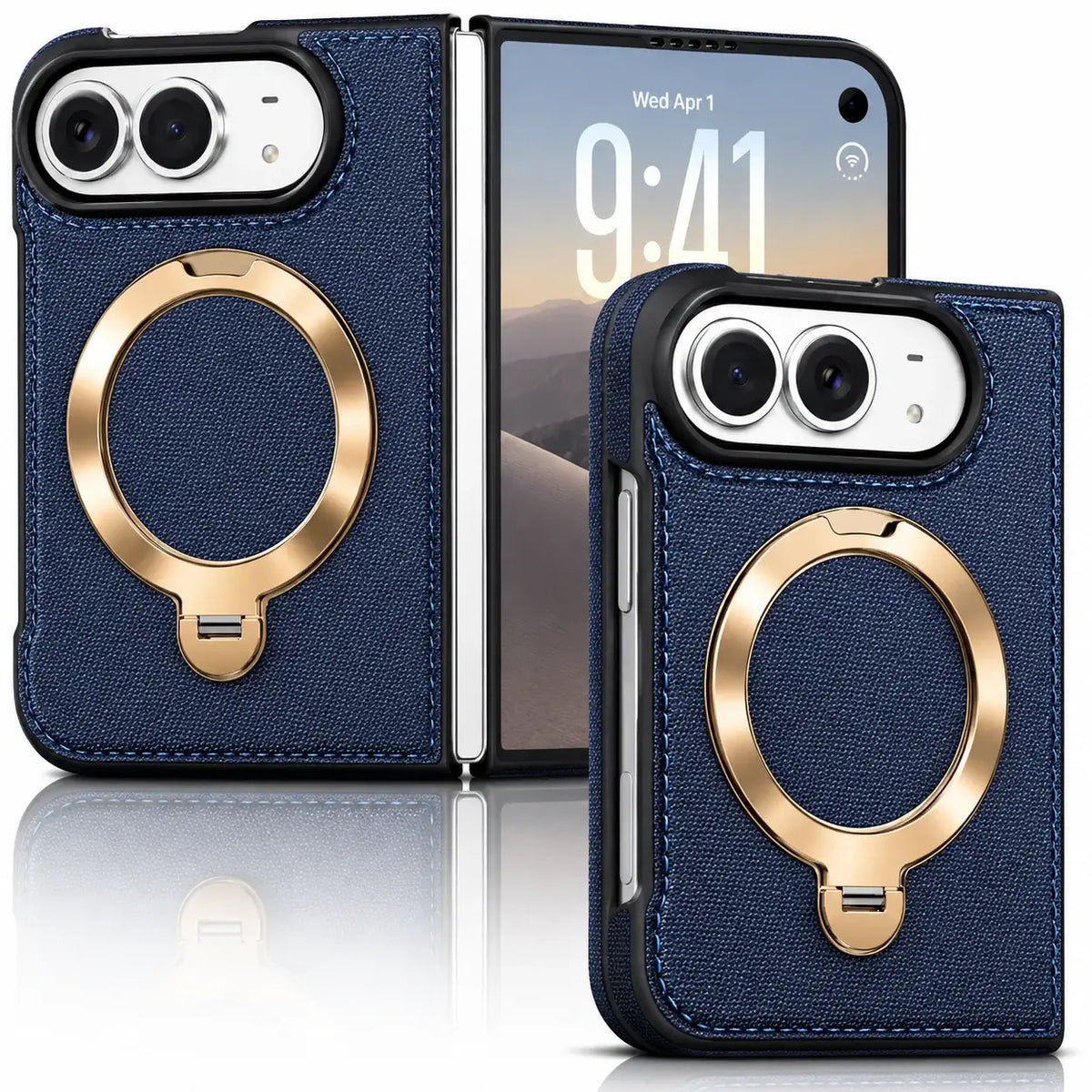 Luxury Leather Ring Stand Case for iPhone Duo