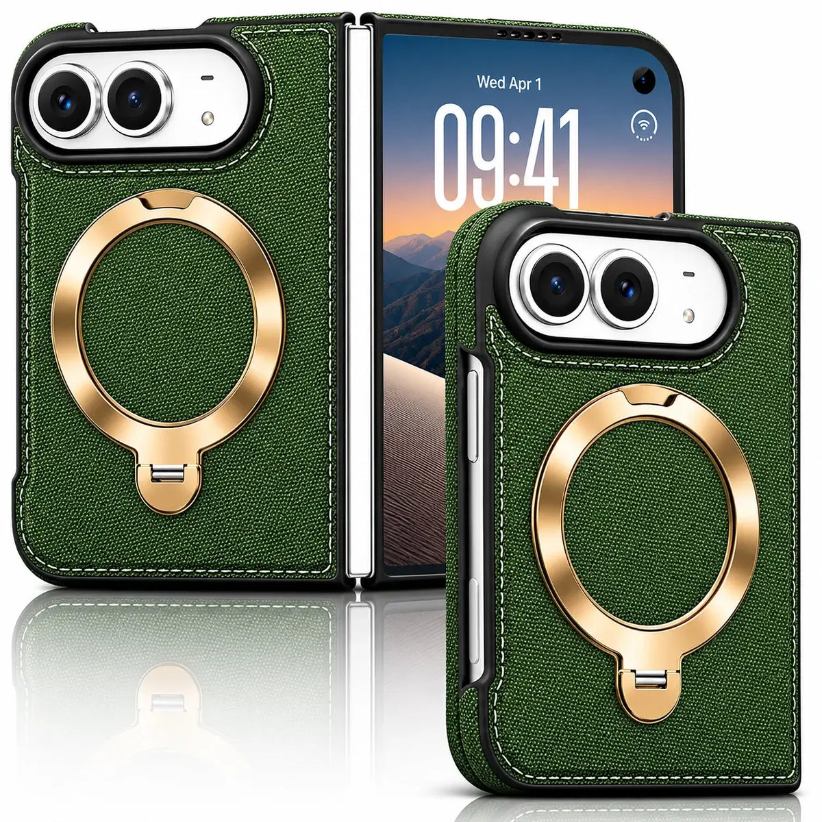 Luxury Leather Ring Stand Case for iPhone Duo