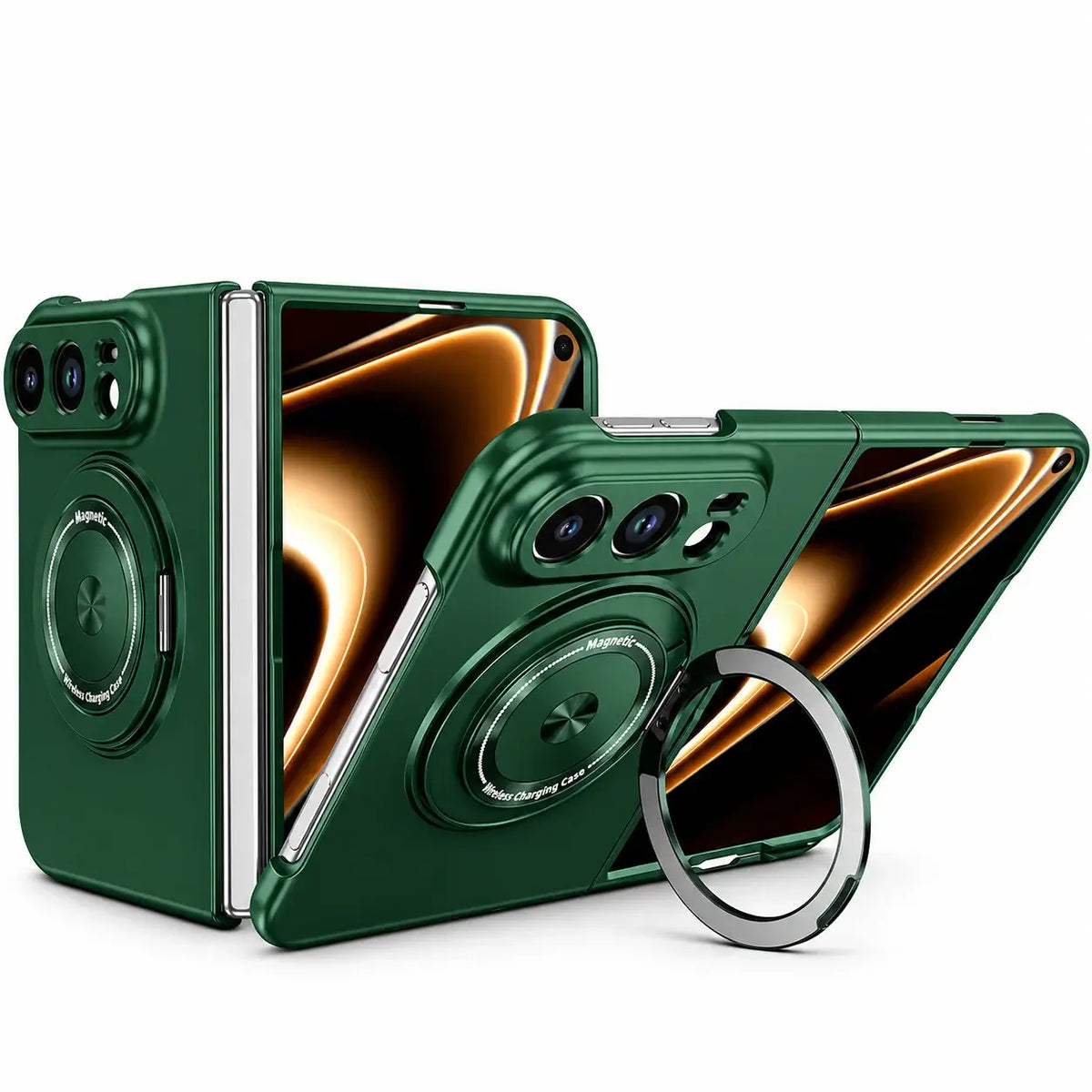 Metallic MagSafe Ring Stand Case for iPhone Duo