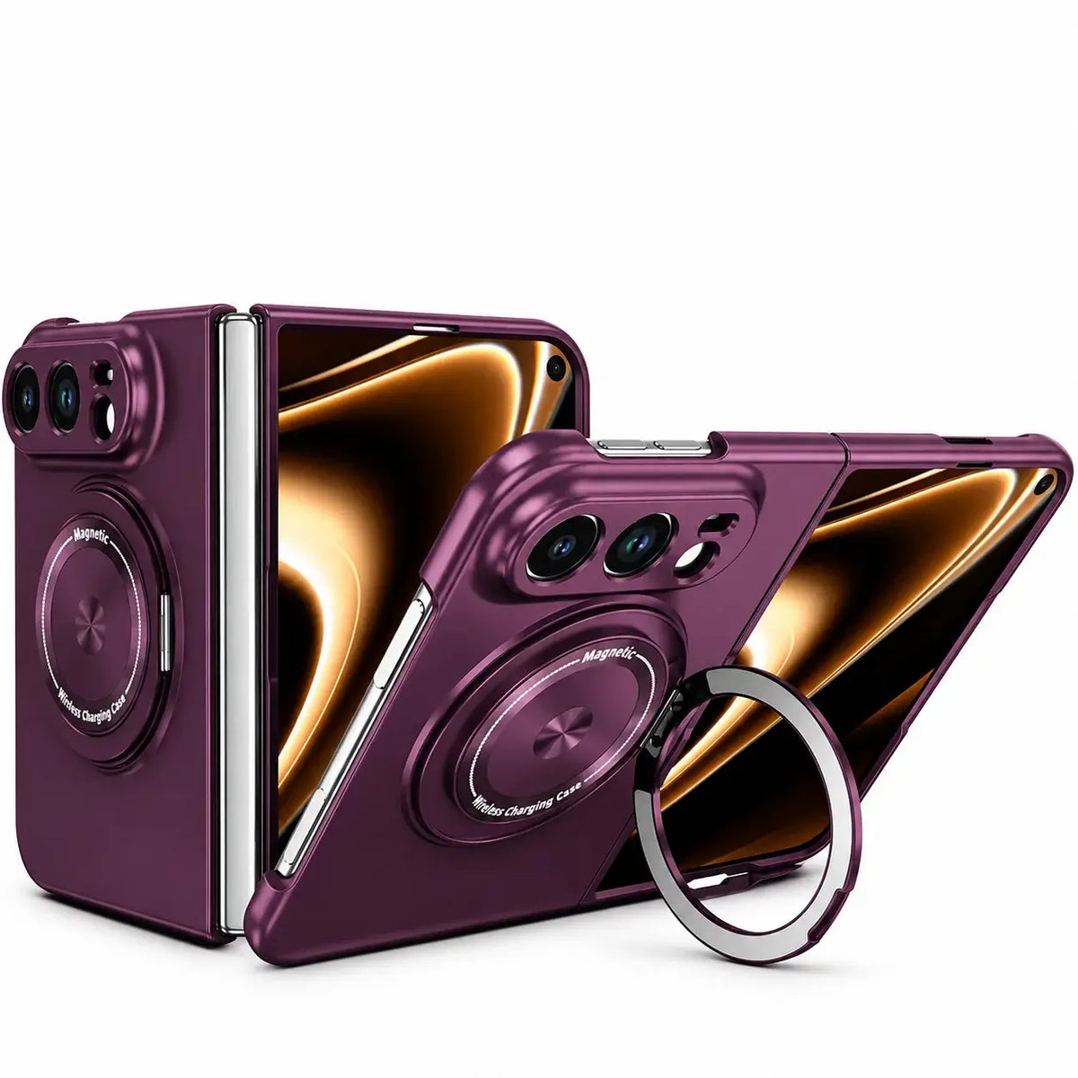 Metallic MagSafe Ring Stand Case for iPhone Duo