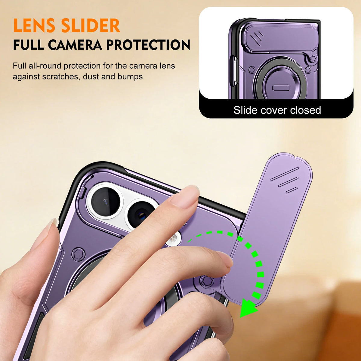 Armor Lens Cover Ring Stand Case for iPhone Duo
