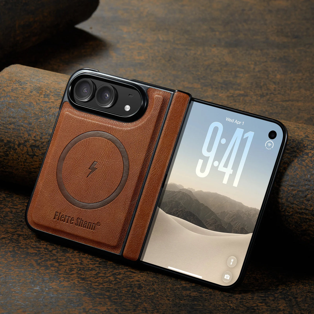 MagSafe Leather Hinge Protection Case for iPhone Duo