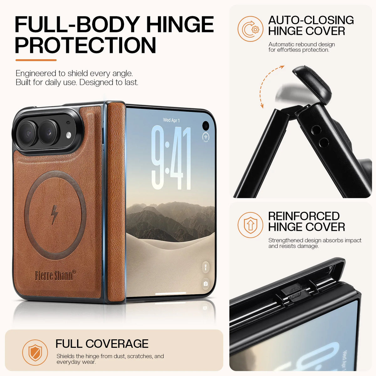 MagSafe Leather Hinge Protection Case for iPhone Duo