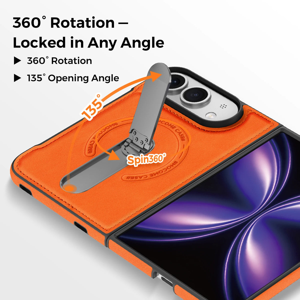 Leather Magnetic Ring Stand Case for iPhone Duo