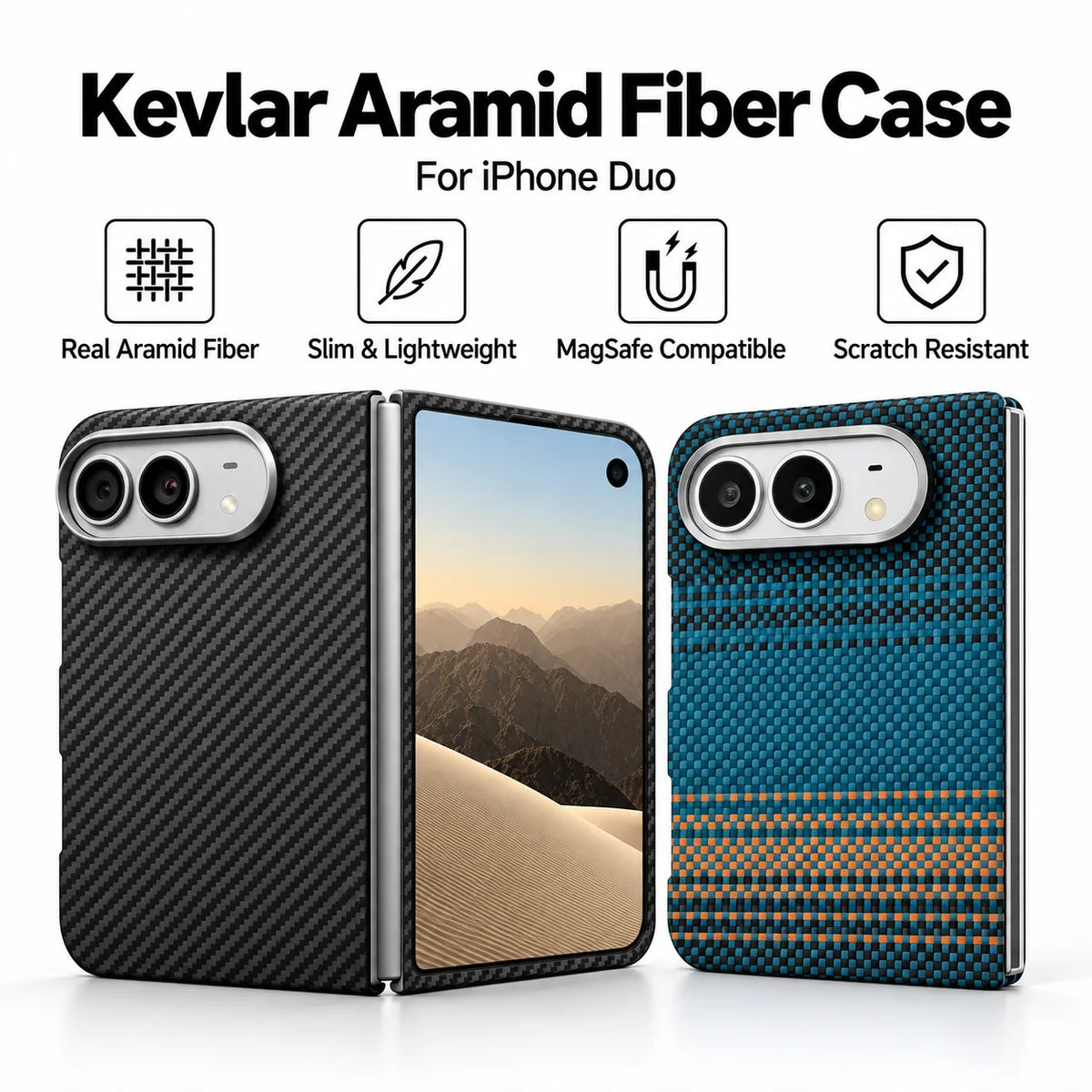 Ultra-Thin Aramid Fiber MagSafe Case for iPhone Duo