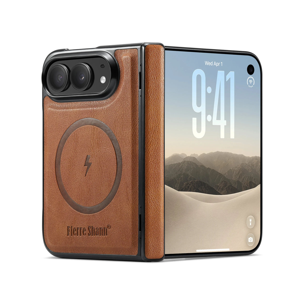 MagSafe Leather Hinge Protection Case for iPhone Duo