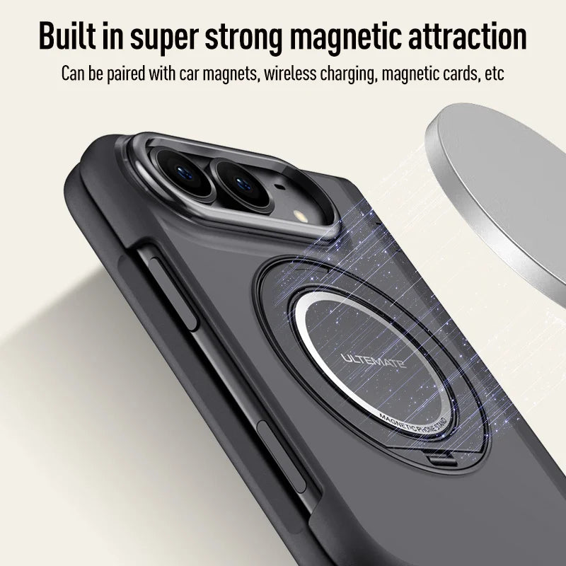 Matte Magnetic Ring Stand Case for iPhone Duo