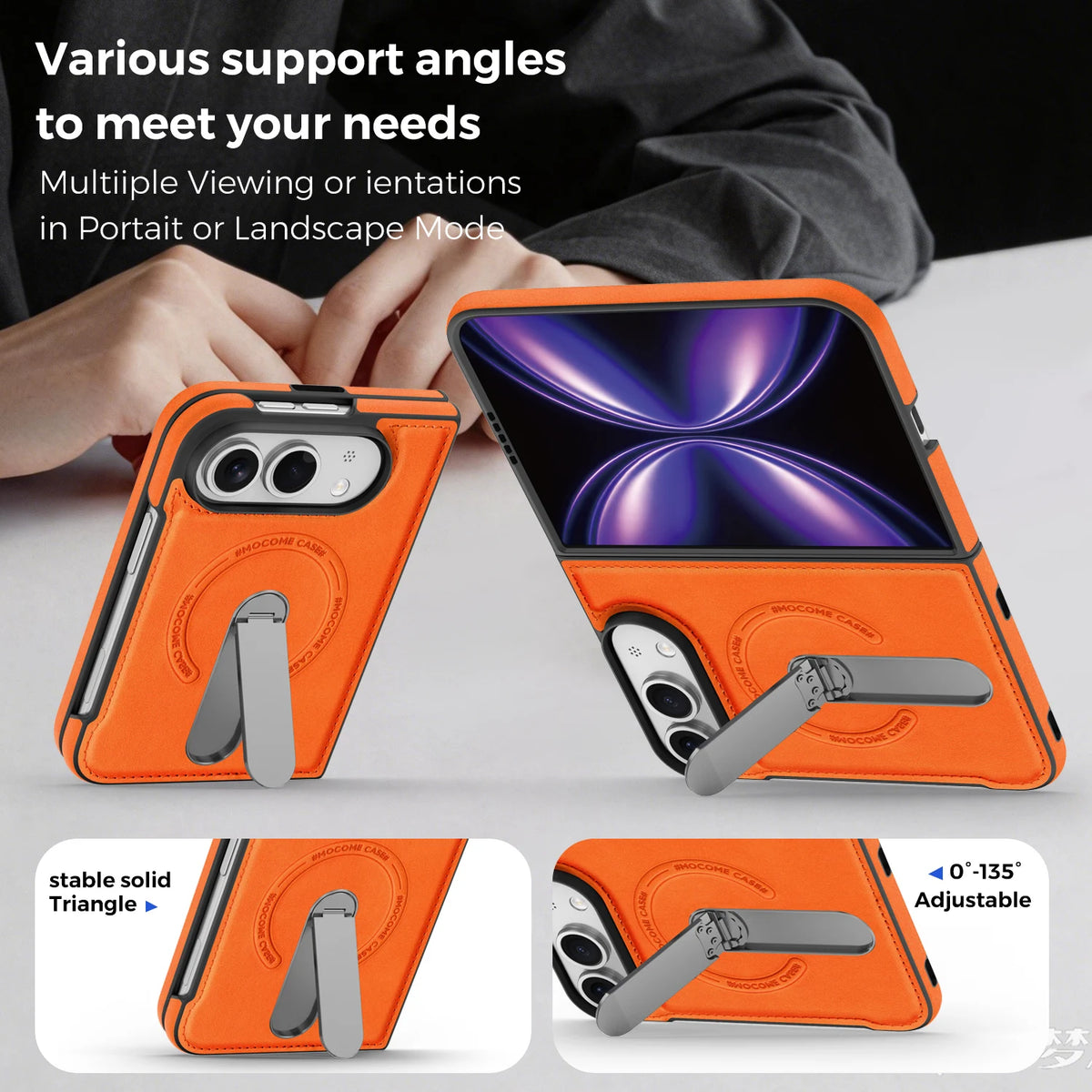 Leather Magnetic Ring Stand Case for iPhone Duo
