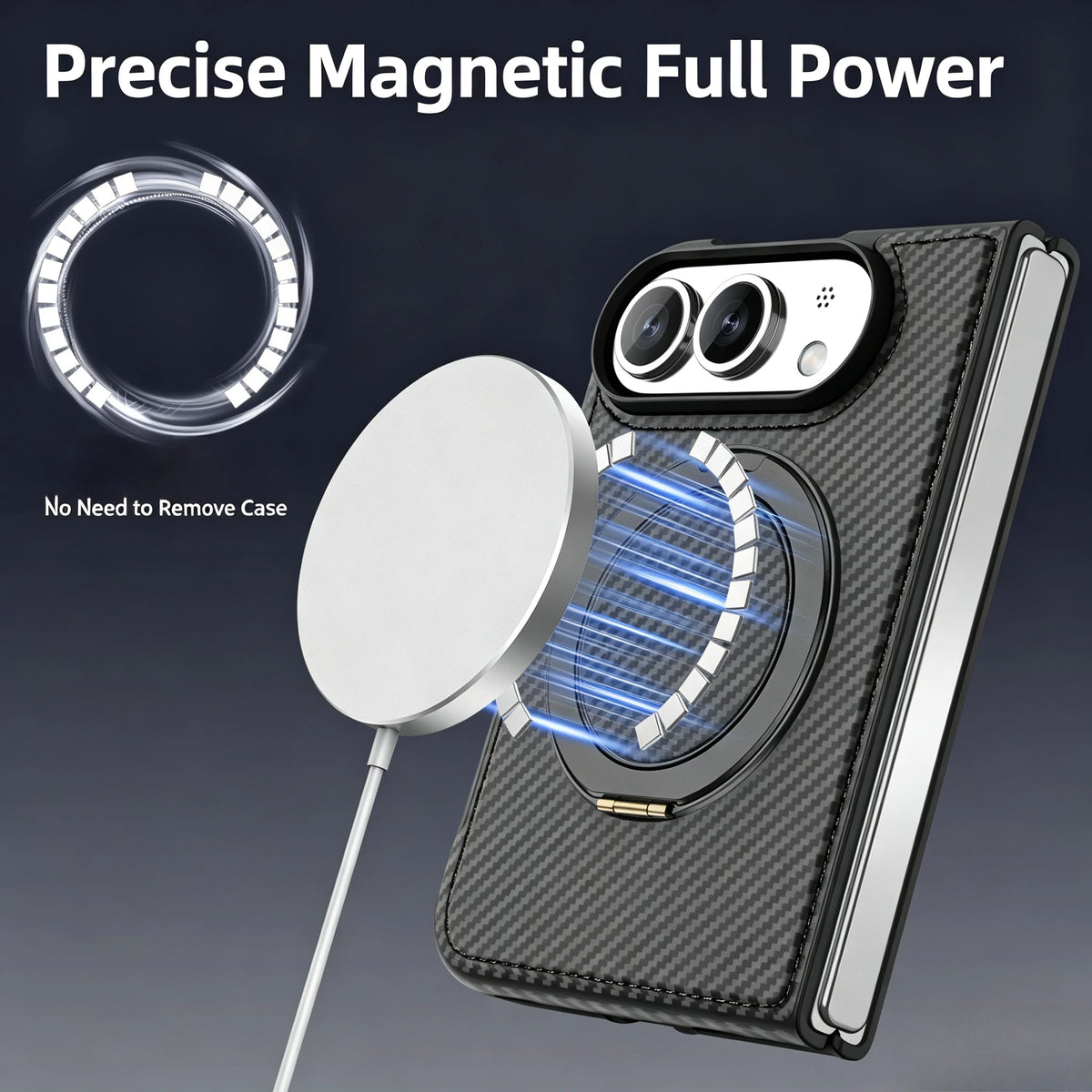 Carbon Fiber Magnetic Ring Stand Case for iPhone Duo