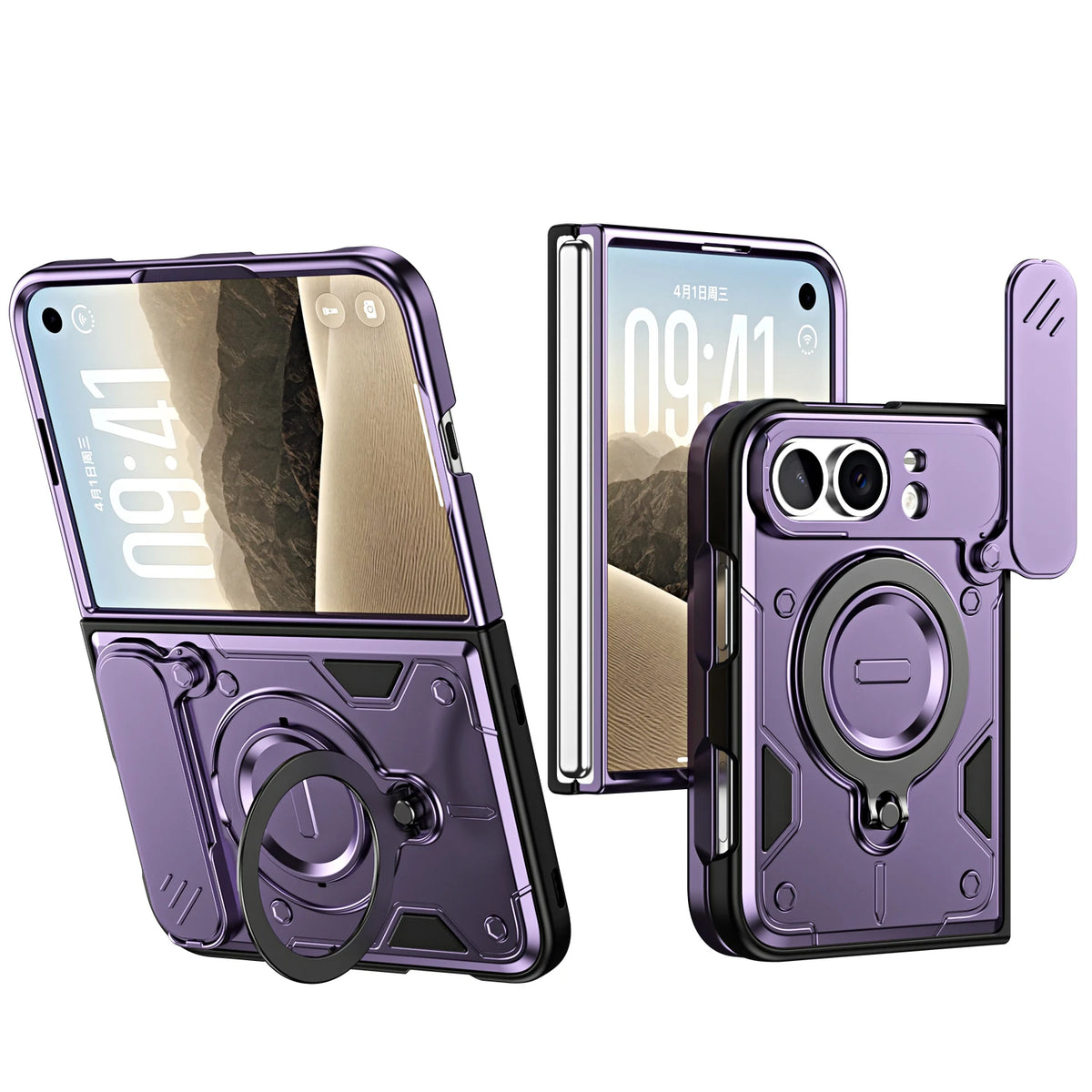 Armor Lens Cover Ring Stand Case for iPhone Duo