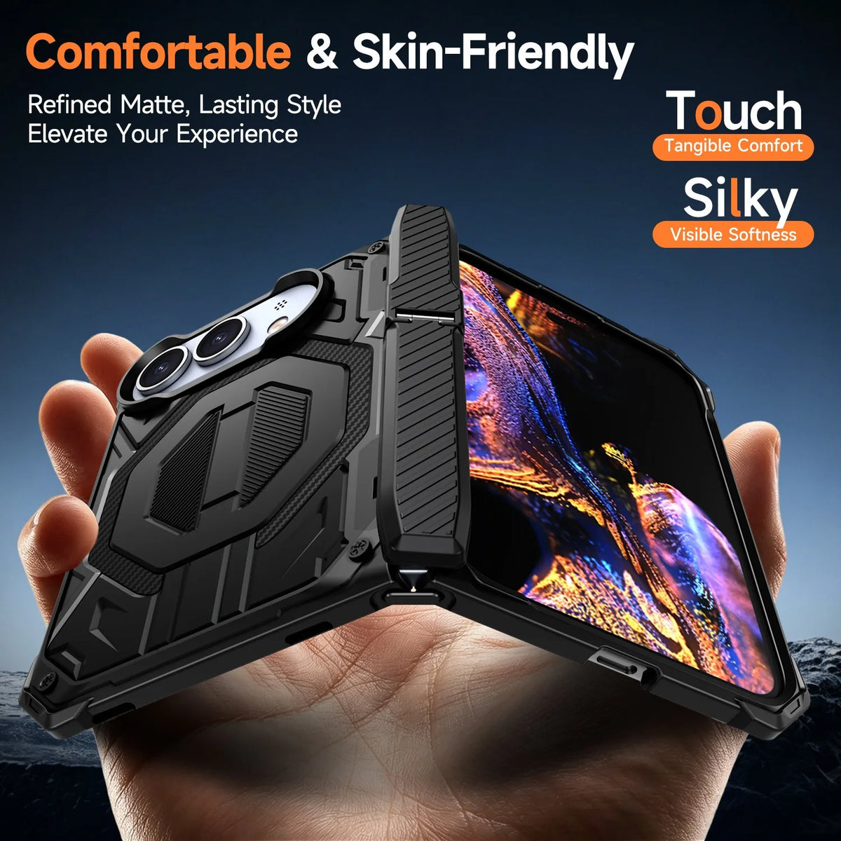 Rugged Magnetic Kickstand Hinge Case for iPhone Duo