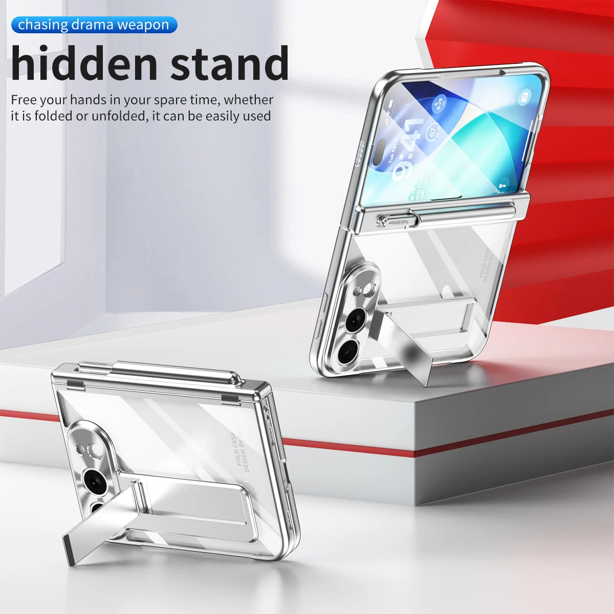 Clear Kickstand Case With Pen Slot for iPhone Duo