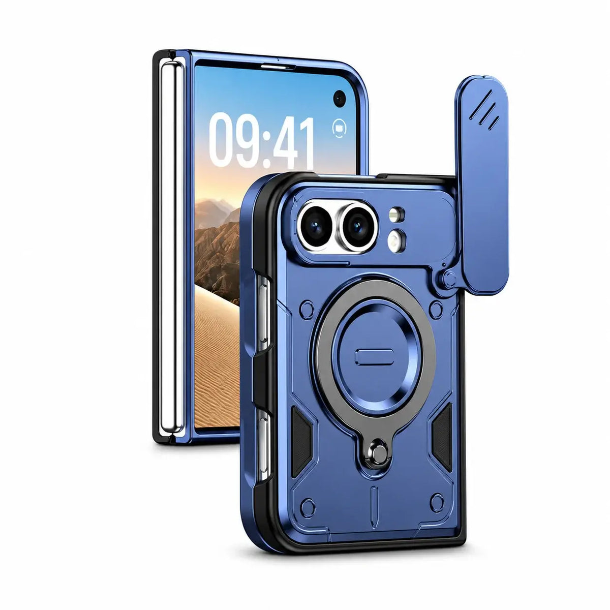 Armor Lens Cover Ring Stand Case for iPhone Duo