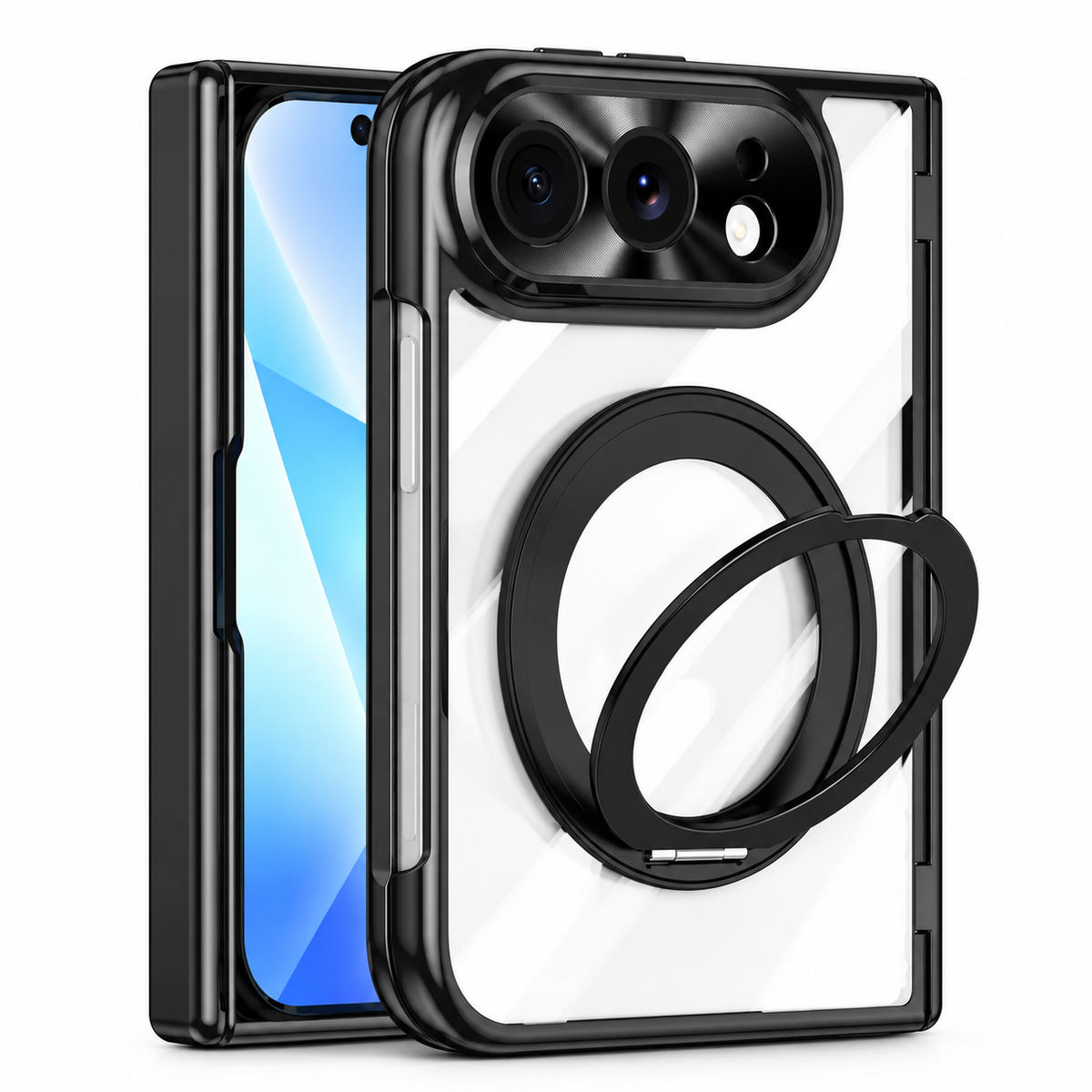 Clear Magnetic Ring Stand Case for iPhone Duo