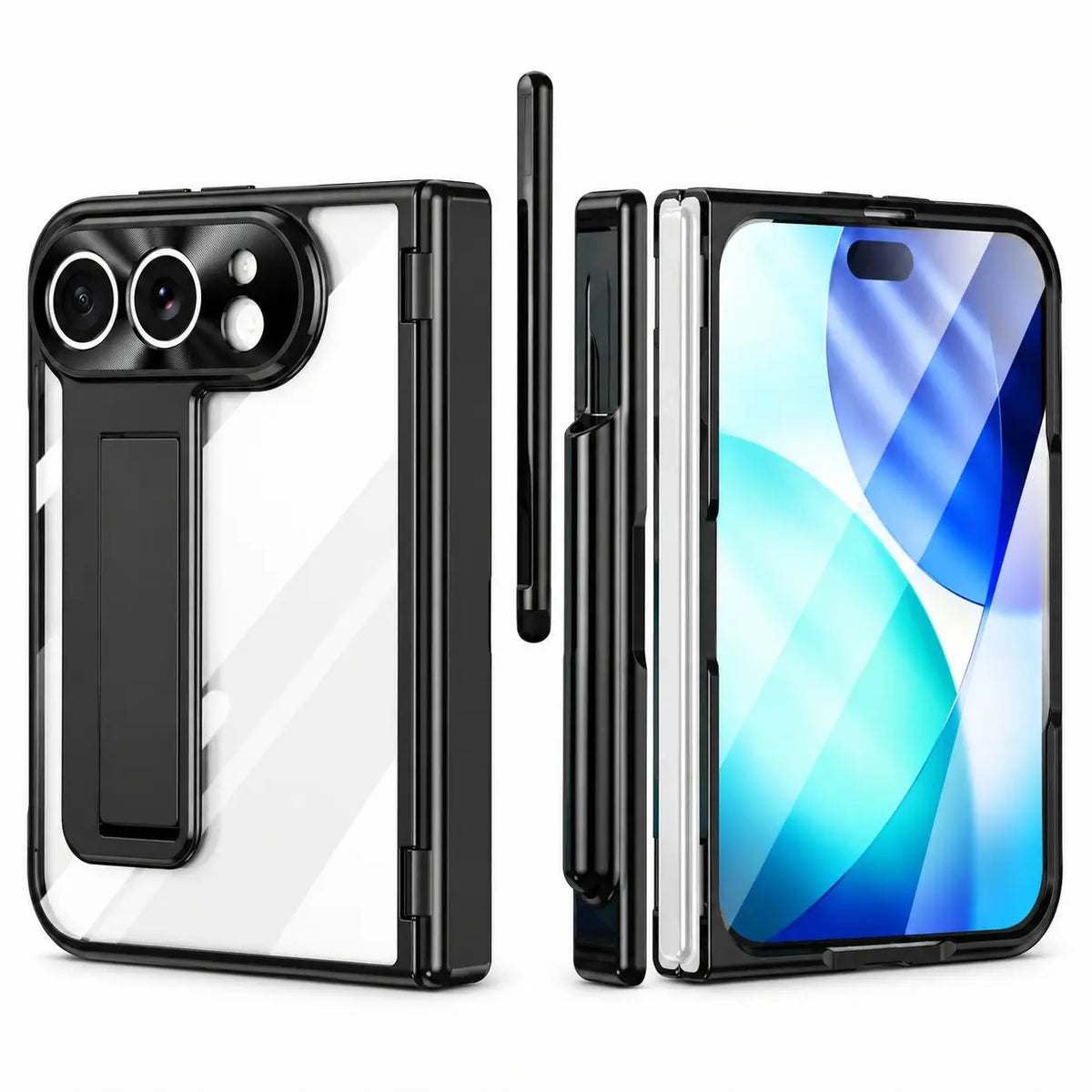 Clear Kickstand Case With Pen Slot for iPhone Duo