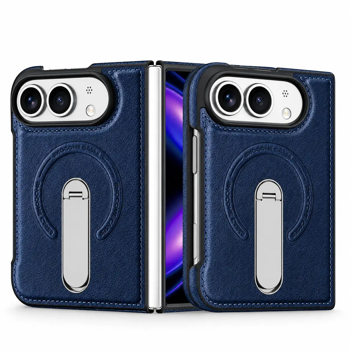 Leather Magnetic Ring Stand Case for iPhone Duo