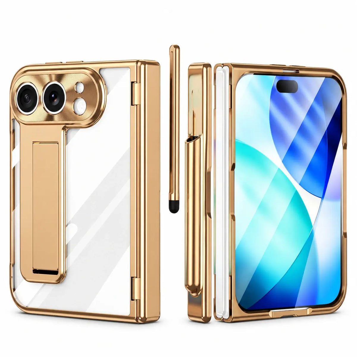Clear Kickstand Case With Pen Slot for iPhone Duo