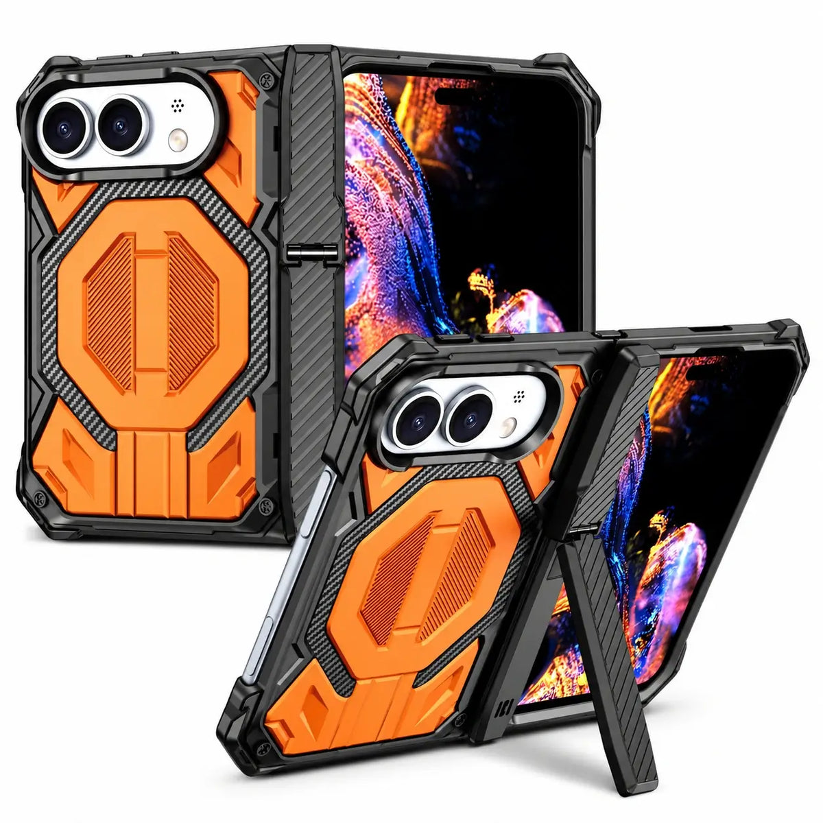 Rugged Magnetic Kickstand Hinge Case for iPhone Duo