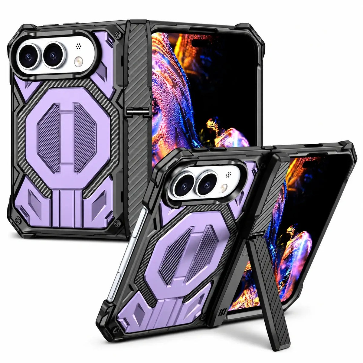 Rugged Magnetic Kickstand Hinge Case for iPhone Duo
