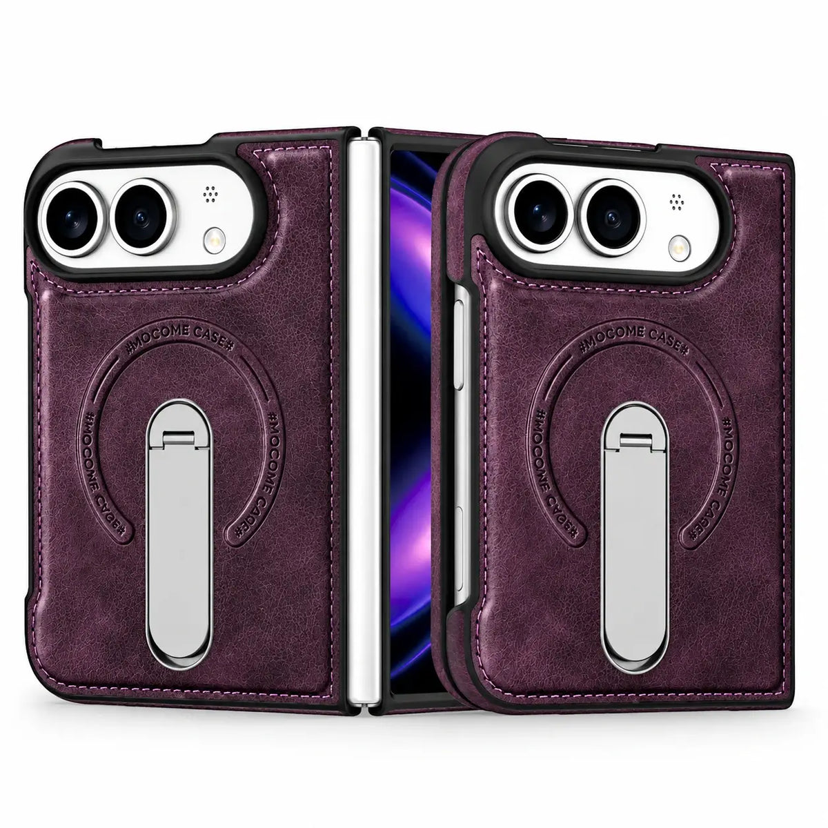 Leather Magnetic Ring Stand Case for iPhone Duo