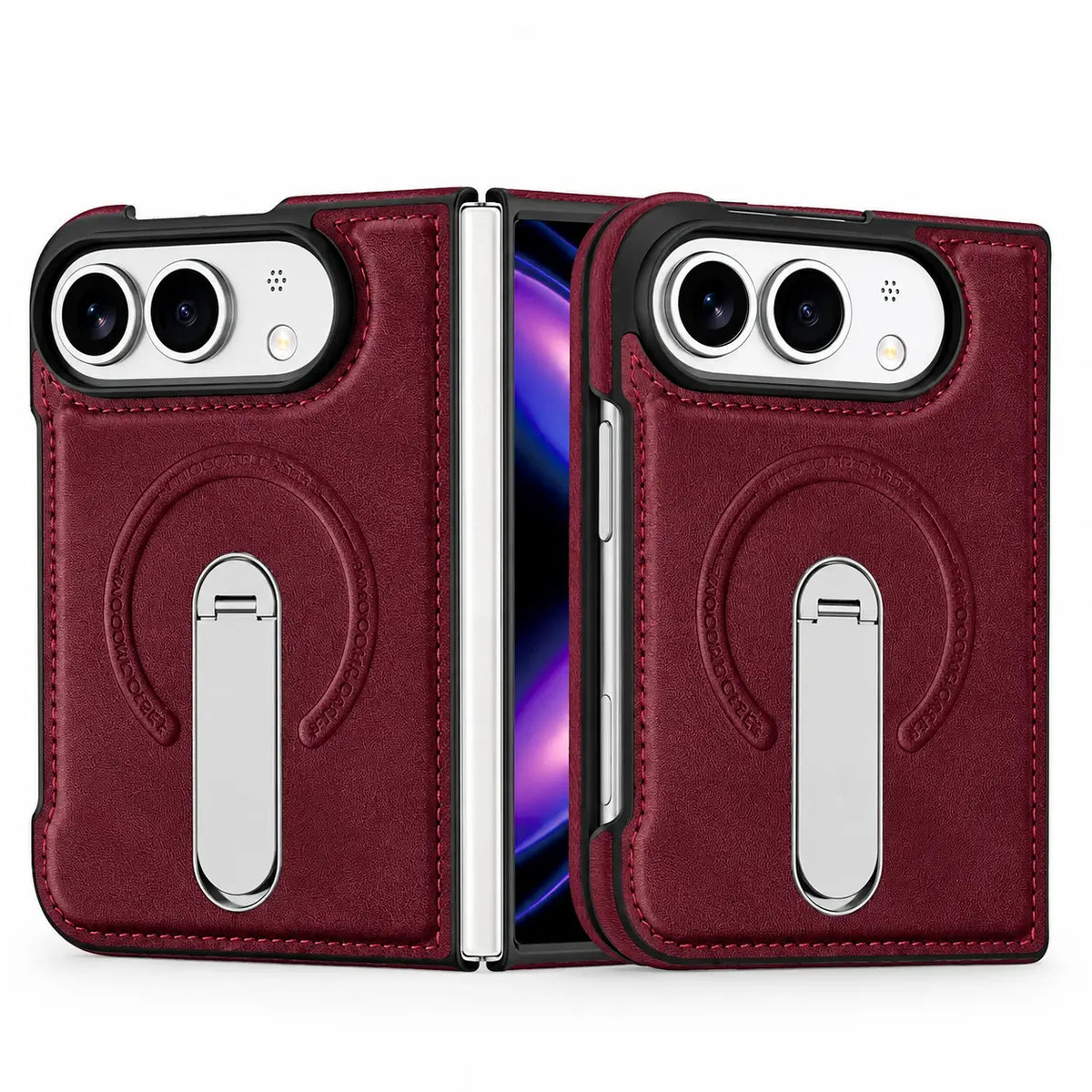 Leather Magnetic Ring Stand Case for iPhone Duo