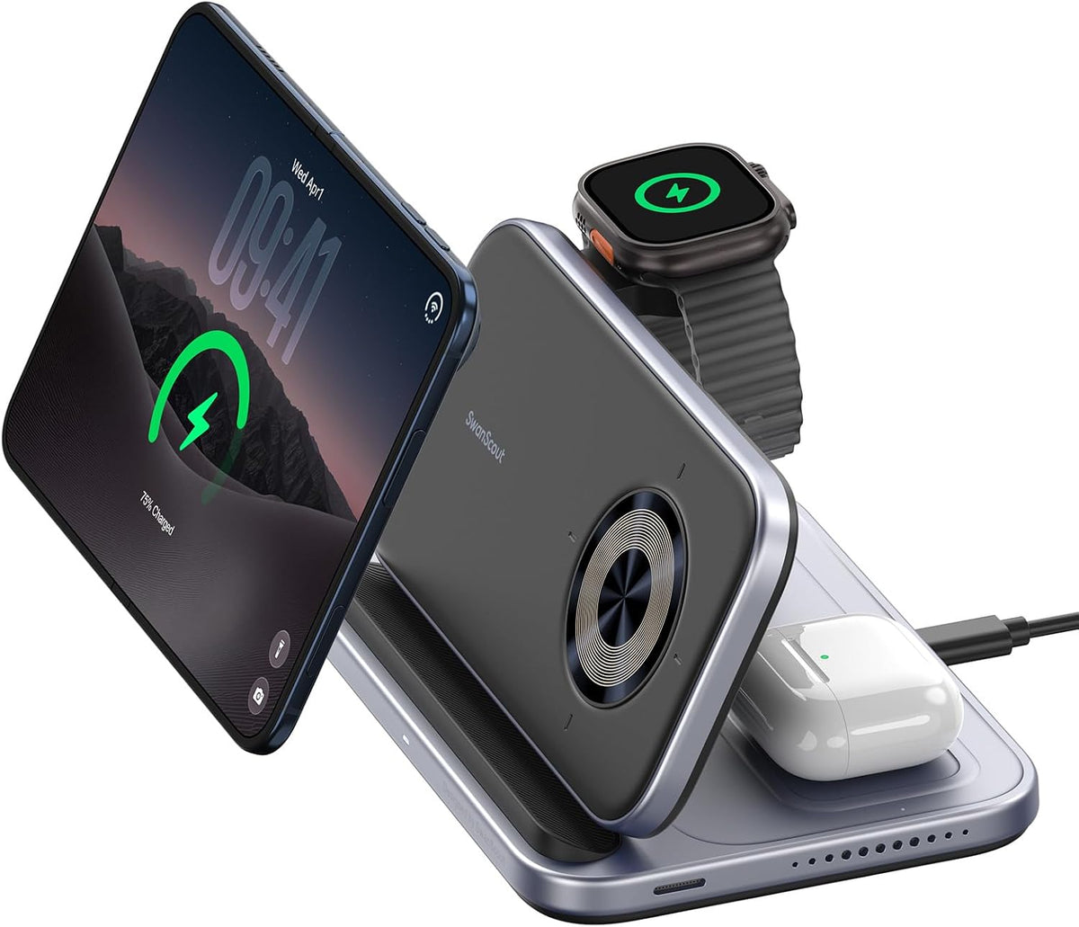 3-in-1 Foldable Charging Station for iPhone Duo