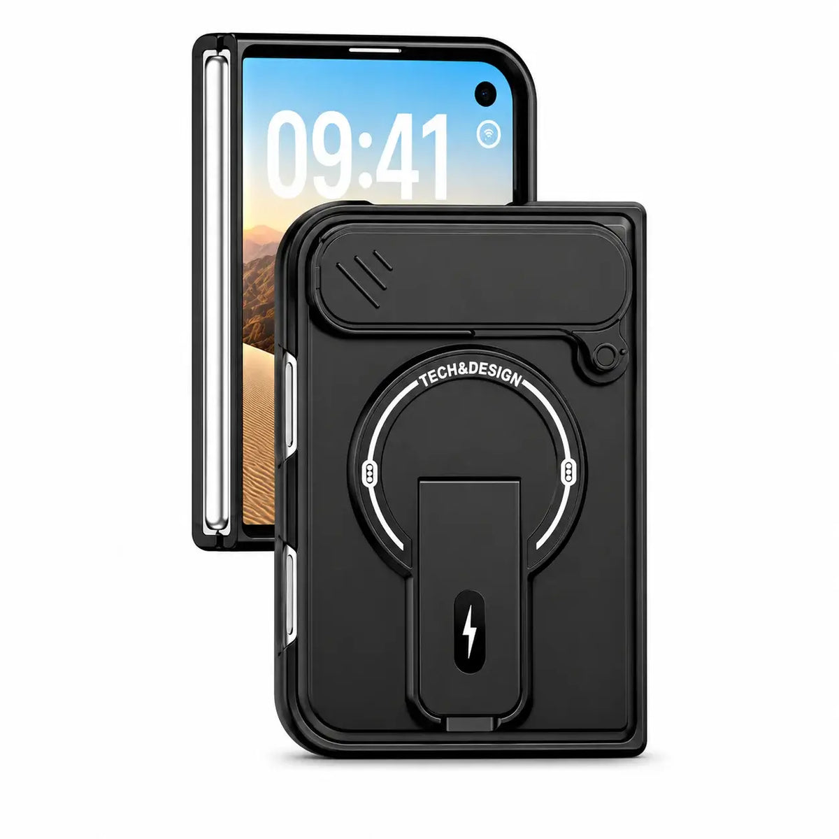 Magnetic Lens Cover Kickstand Case for iPhone Duo