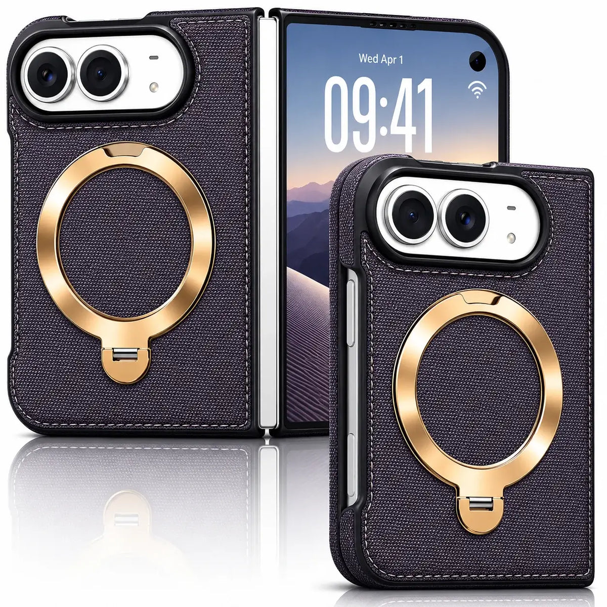 Luxury Leather Ring Stand Case for iPhone Duo