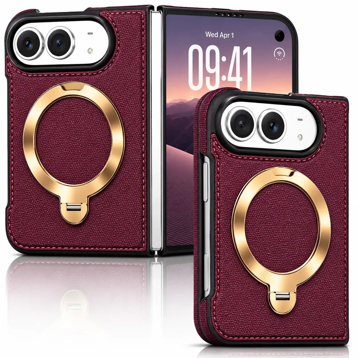 Luxury Leather Ring Stand Case for iPhone Duo