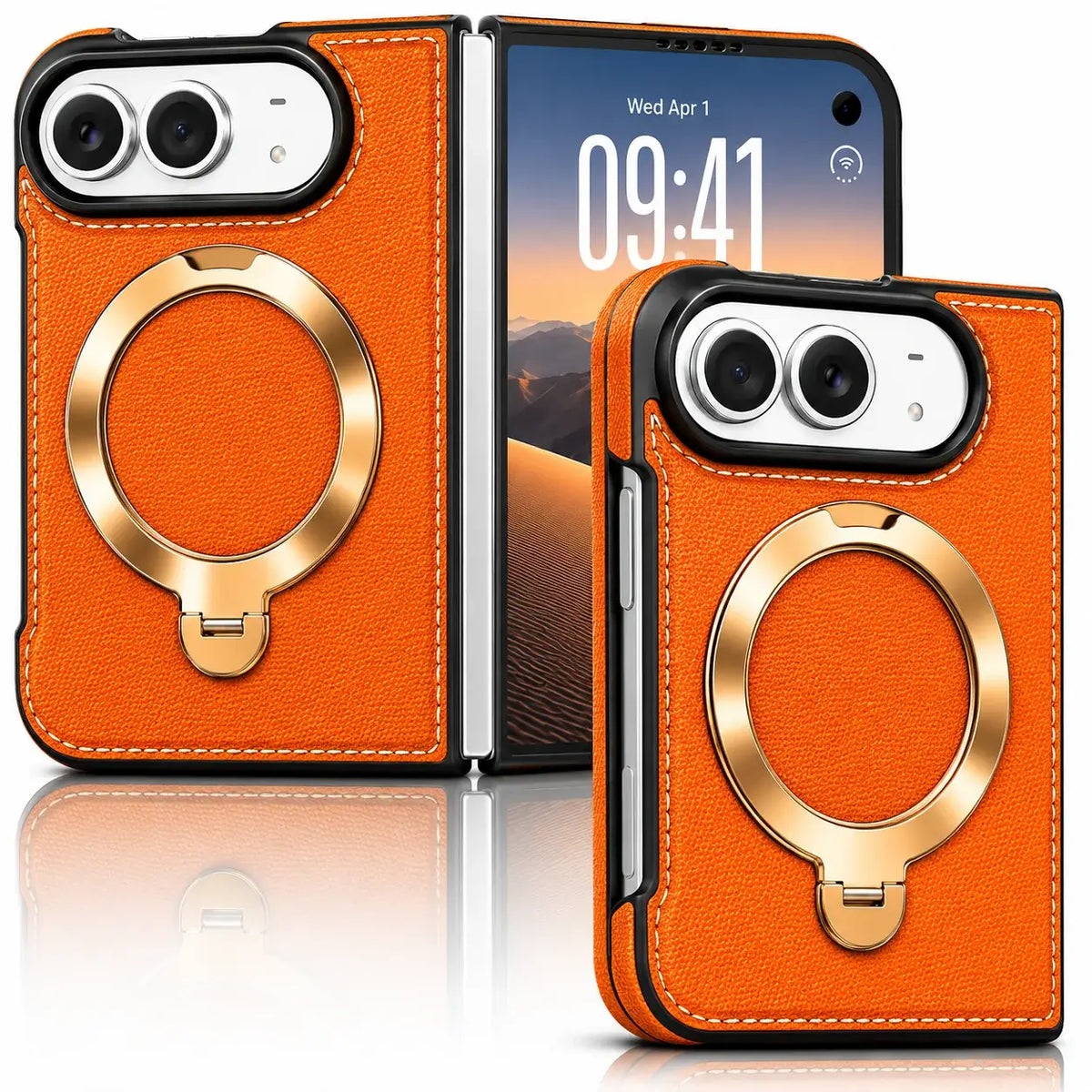 Luxury Leather Ring Stand Case for iPhone Duo