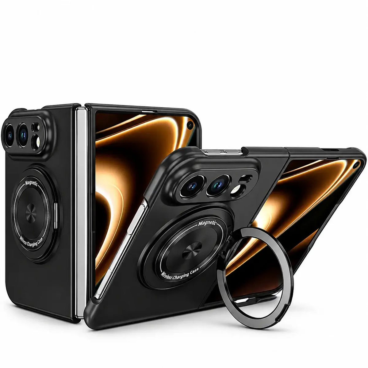 Metallic MagSafe Ring Stand Case for iPhone Duo