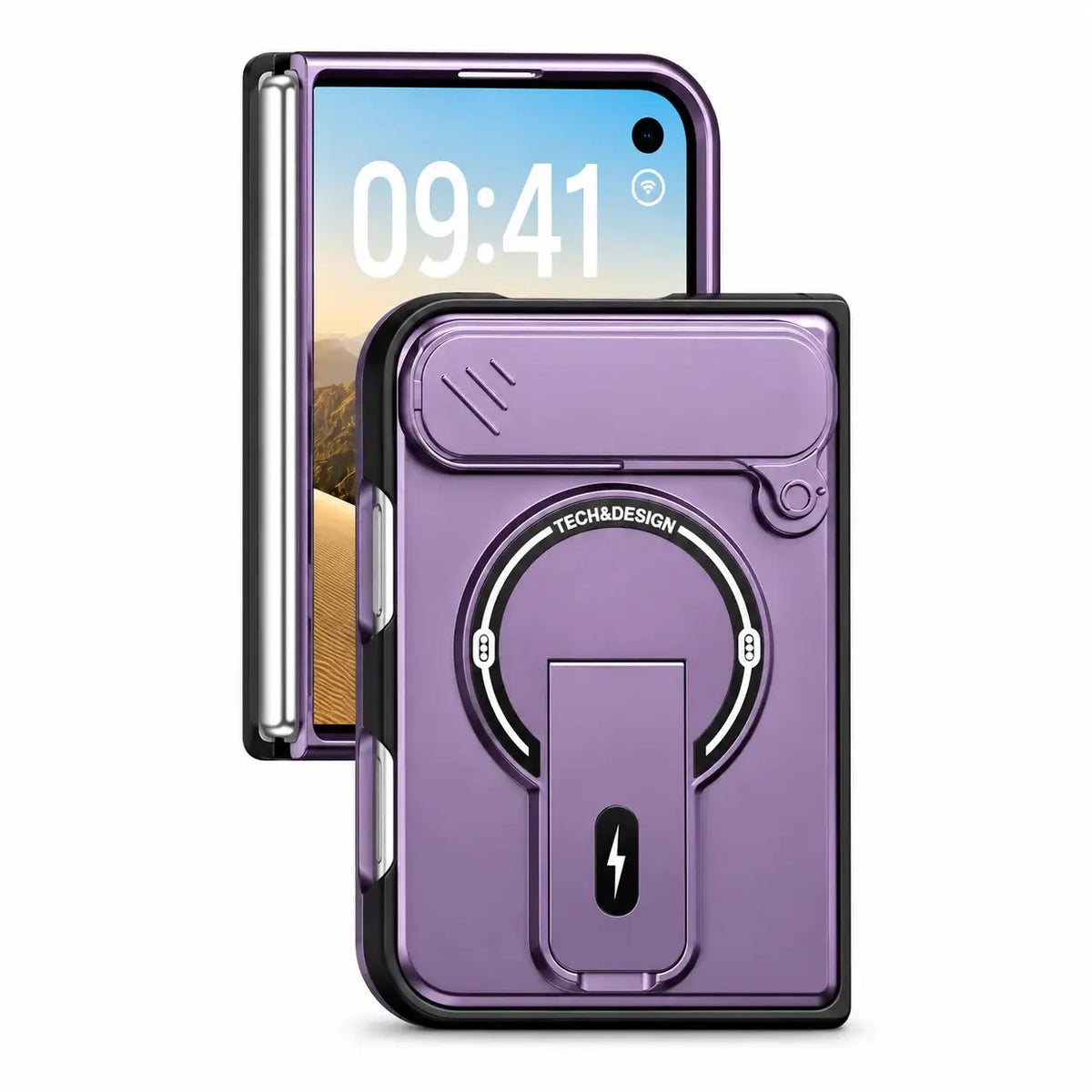 Magnetic Lens Cover Kickstand Case for iPhone Duo