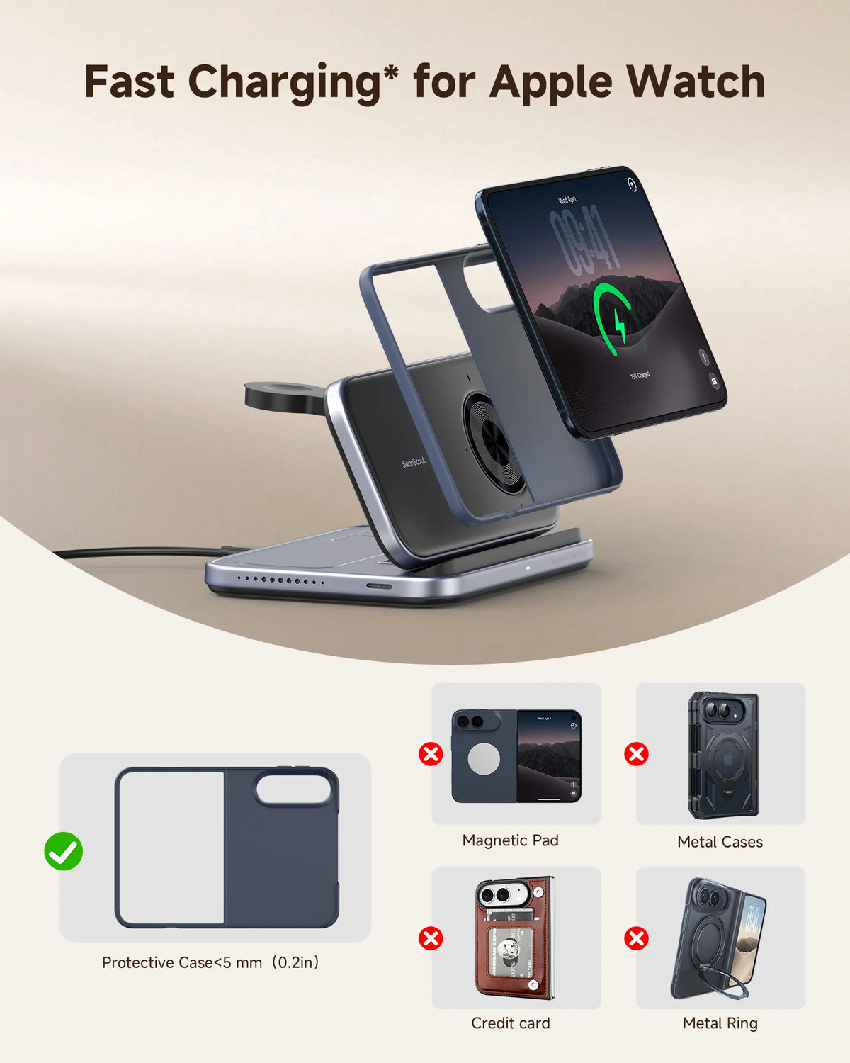 3-in-1 Foldable Charging Station for iPhone Duo