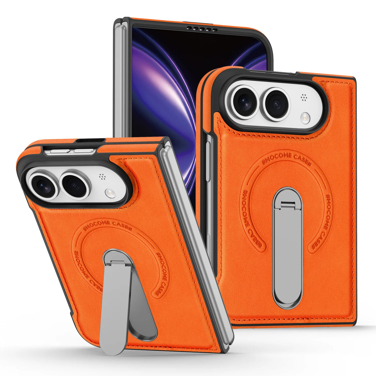 Leather Magnetic Ring Stand Case for iPhone Duo