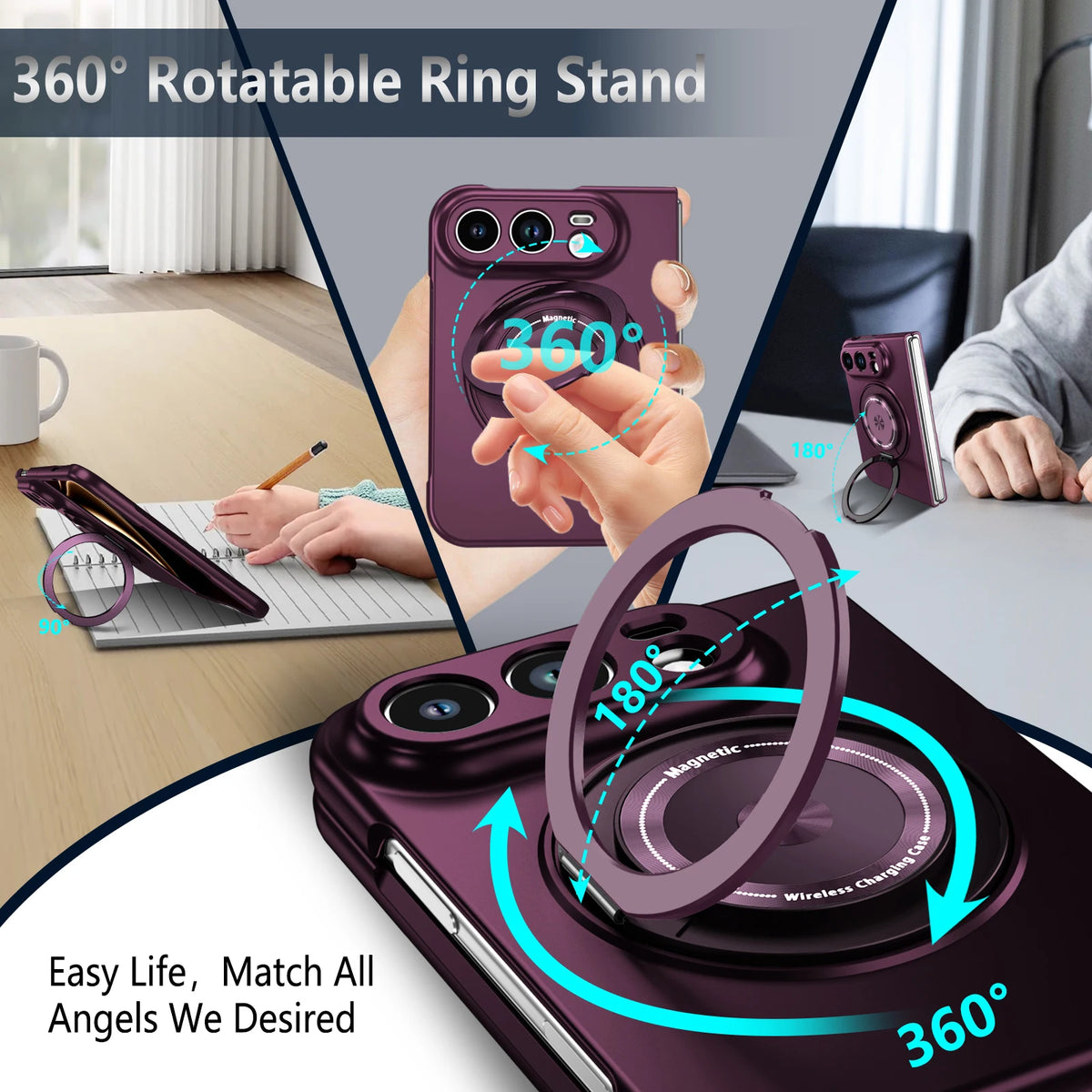 Metallic MagSafe Ring Stand Case for iPhone Duo