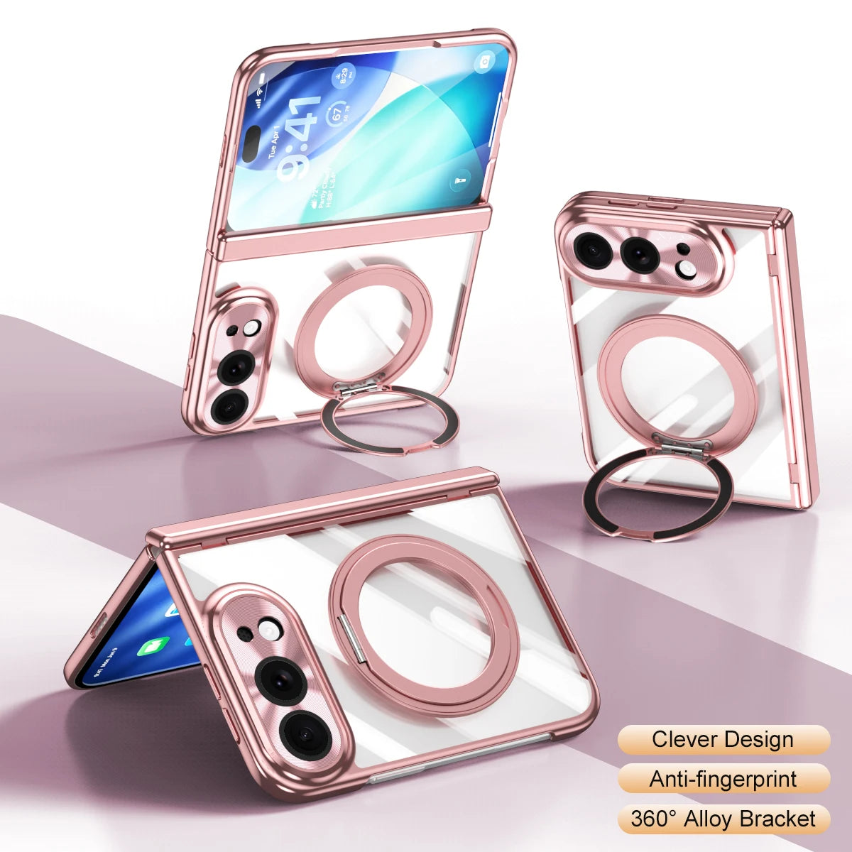 Clear Magnetic Ring Stand Case for iPhone Duo