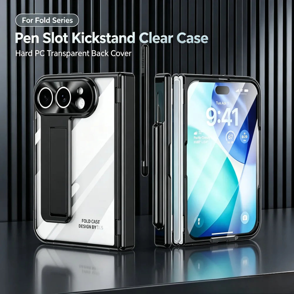 Clear Kickstand Case With Pen Slot for iPhone Duo