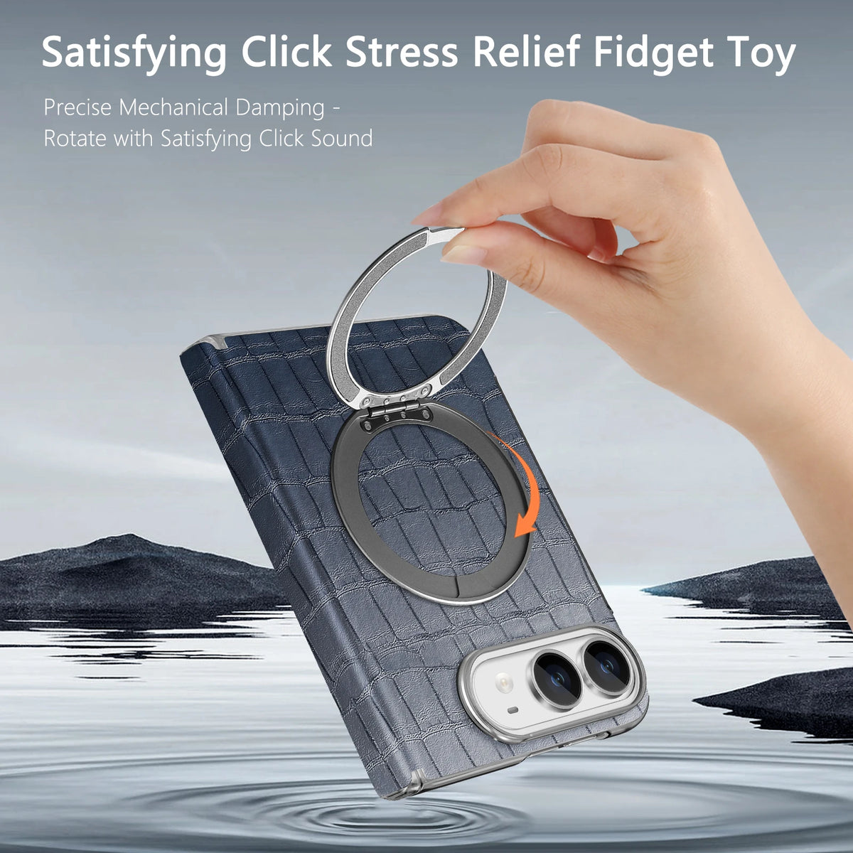 Textured Leather Ring Stand Case for iPhone Duo