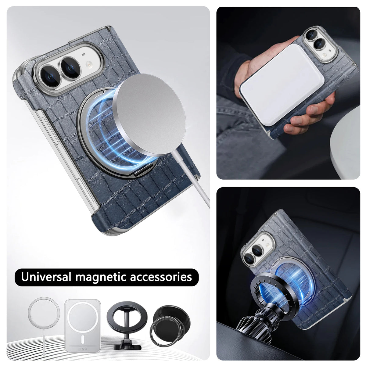 Textured Leather Ring Stand Case for iPhone Duo