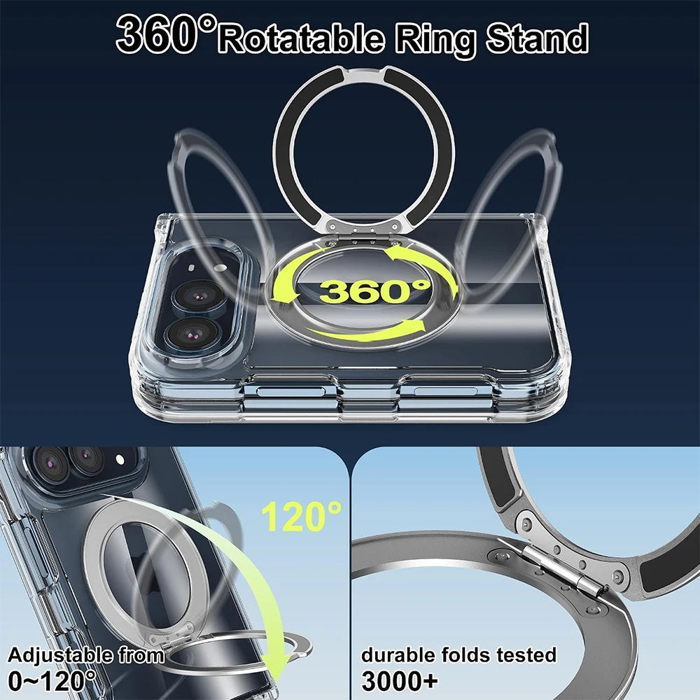 Clear MagSafe Ring Stand Case for iPhone Duo