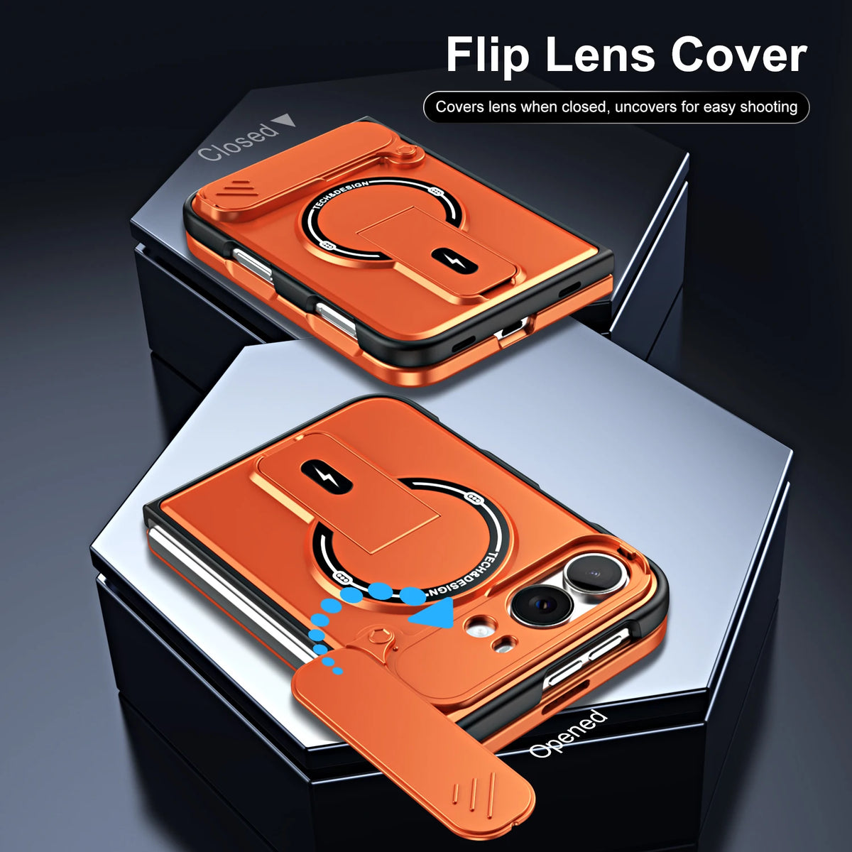 Magnetic Lens Cover Kickstand Case for iPhone Duo