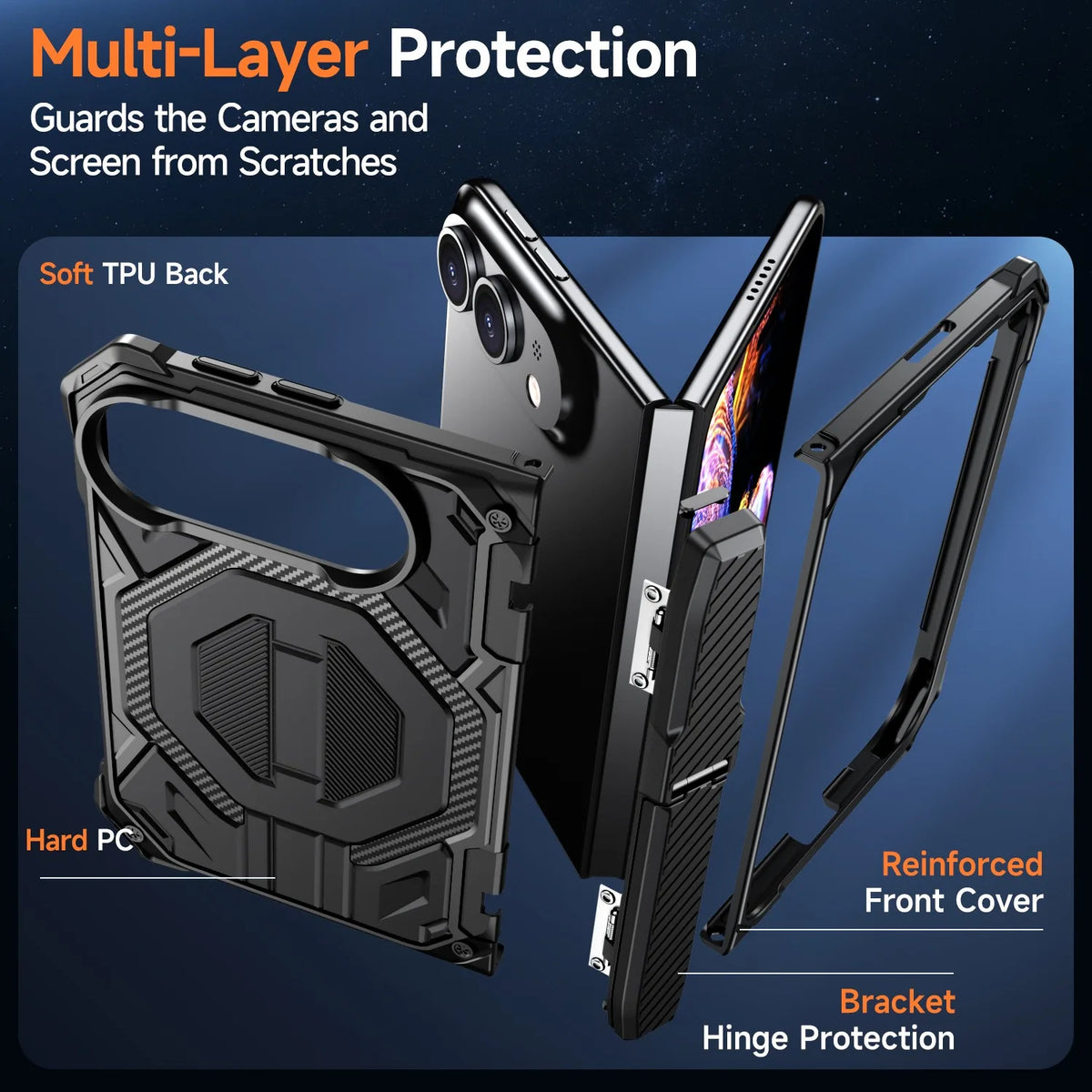 Rugged Magnetic Kickstand Hinge Case for iPhone Duo
