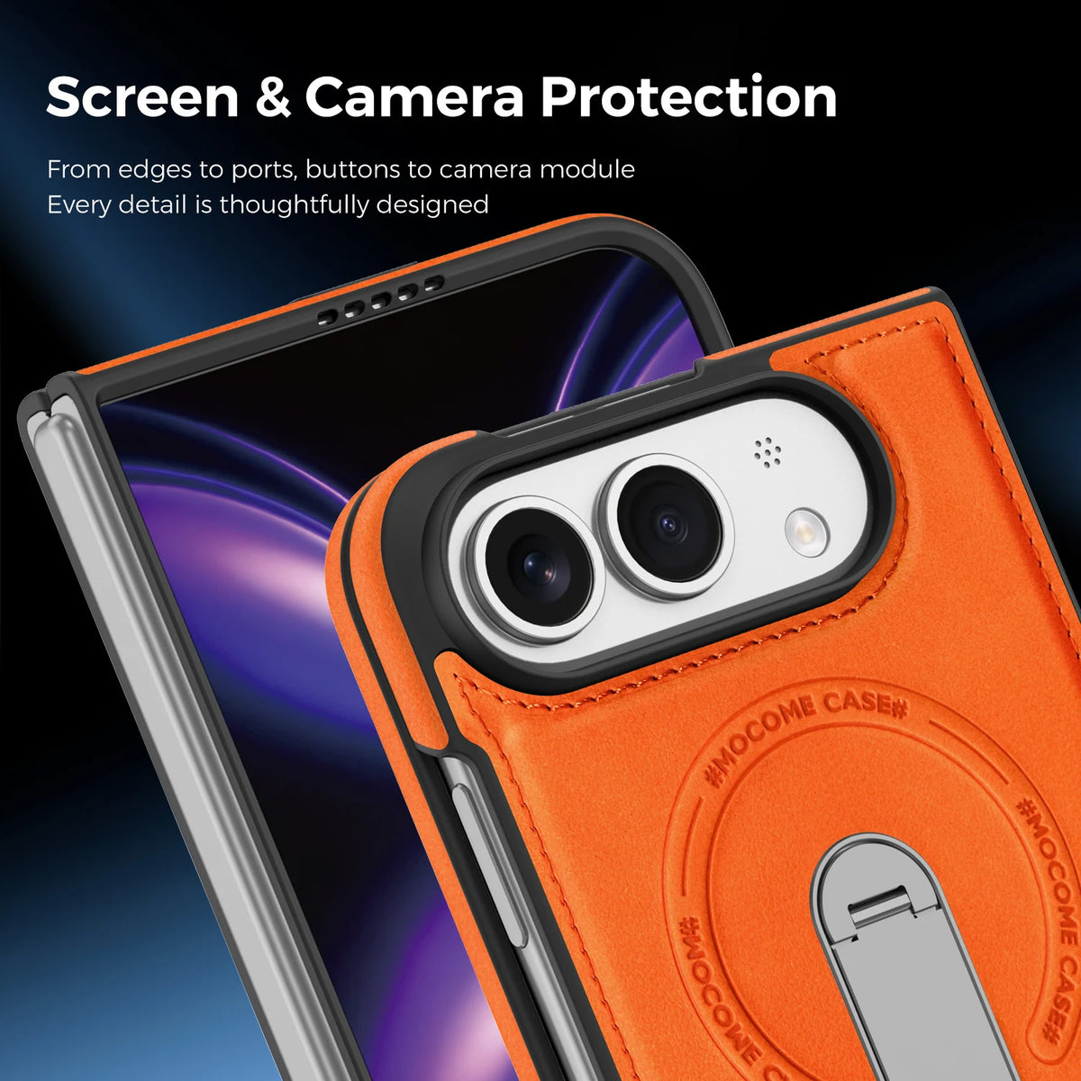 Leather Magnetic Ring Stand Case for iPhone Duo