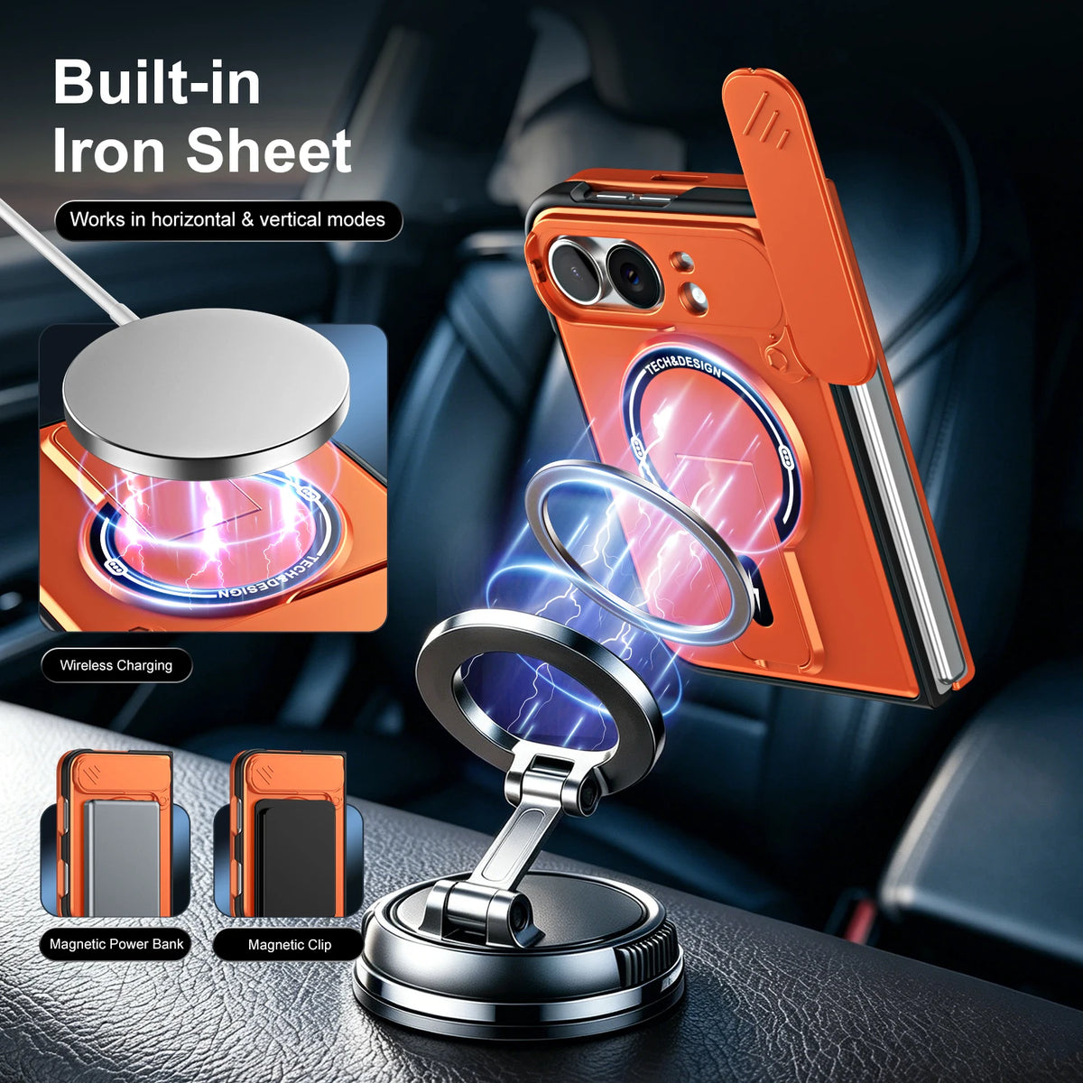 Magnetic Lens Cover Kickstand Case for iPhone Duo