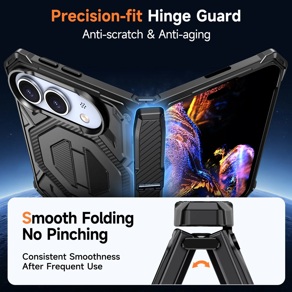 Rugged Magnetic Kickstand Hinge Case for iPhone Duo
