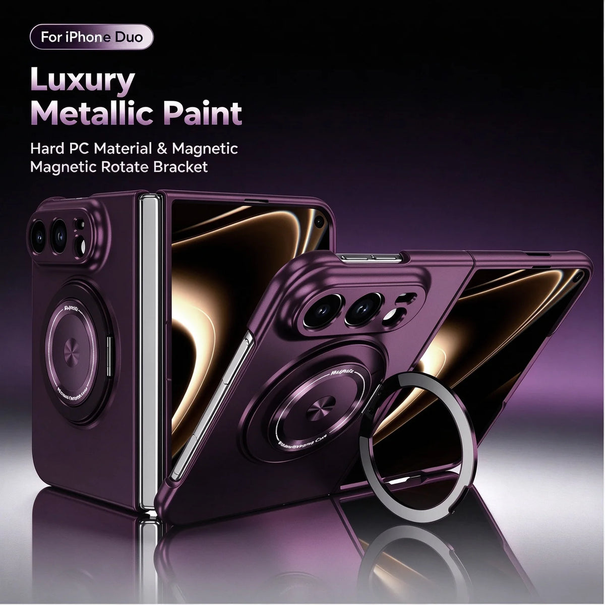 Metallic MagSafe Ring Stand Case for iPhone Duo